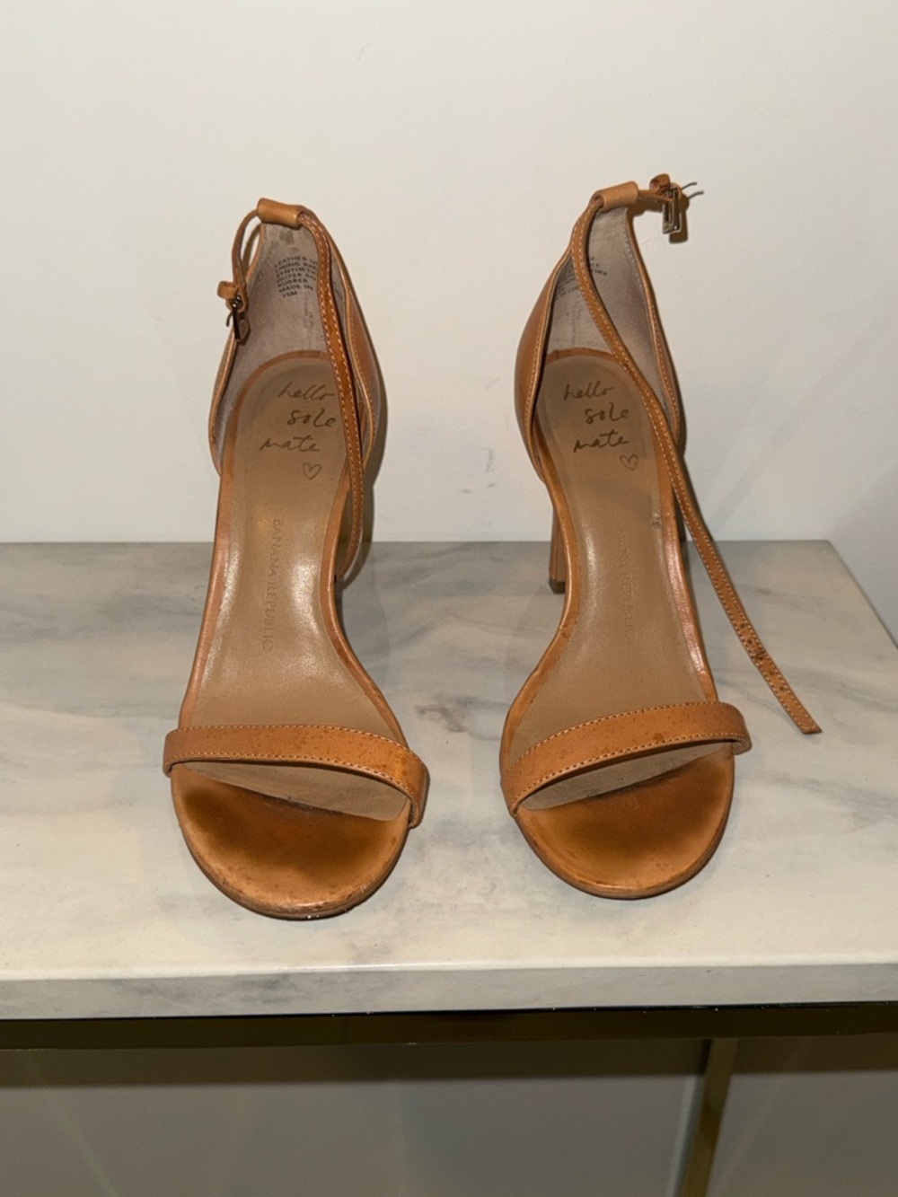 Banana Republic Cognac Leather Ankle-Strap Heels